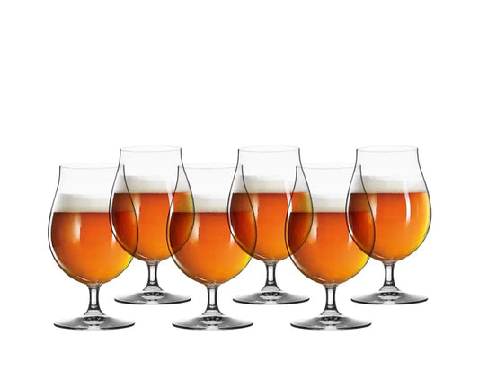 Stemmed Crystal Beer Tulip Glasses -Set of 6