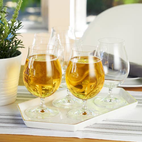 Stemmed Crystal Beer Tulip Glasses -Set of 6