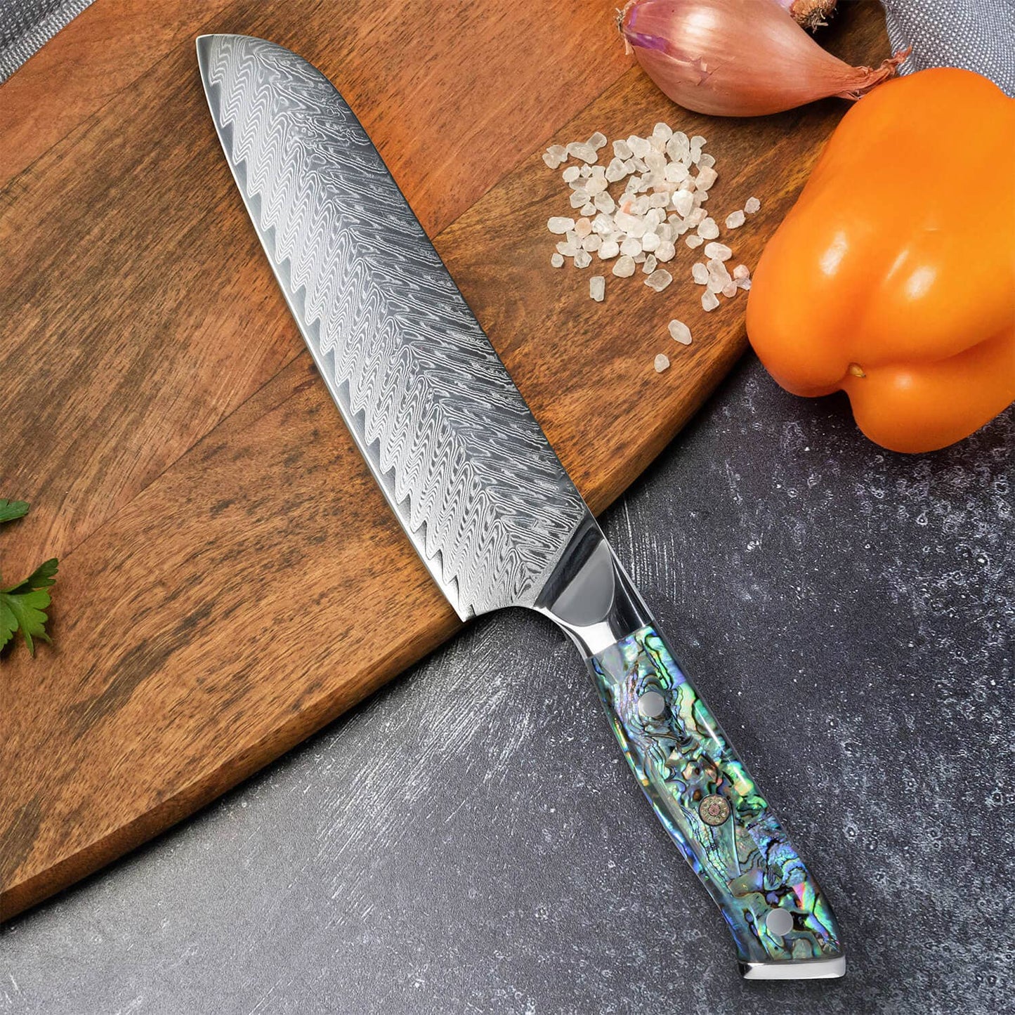 "Umi" Japanese VG10 Damascus Steel 7" Santoku Knife