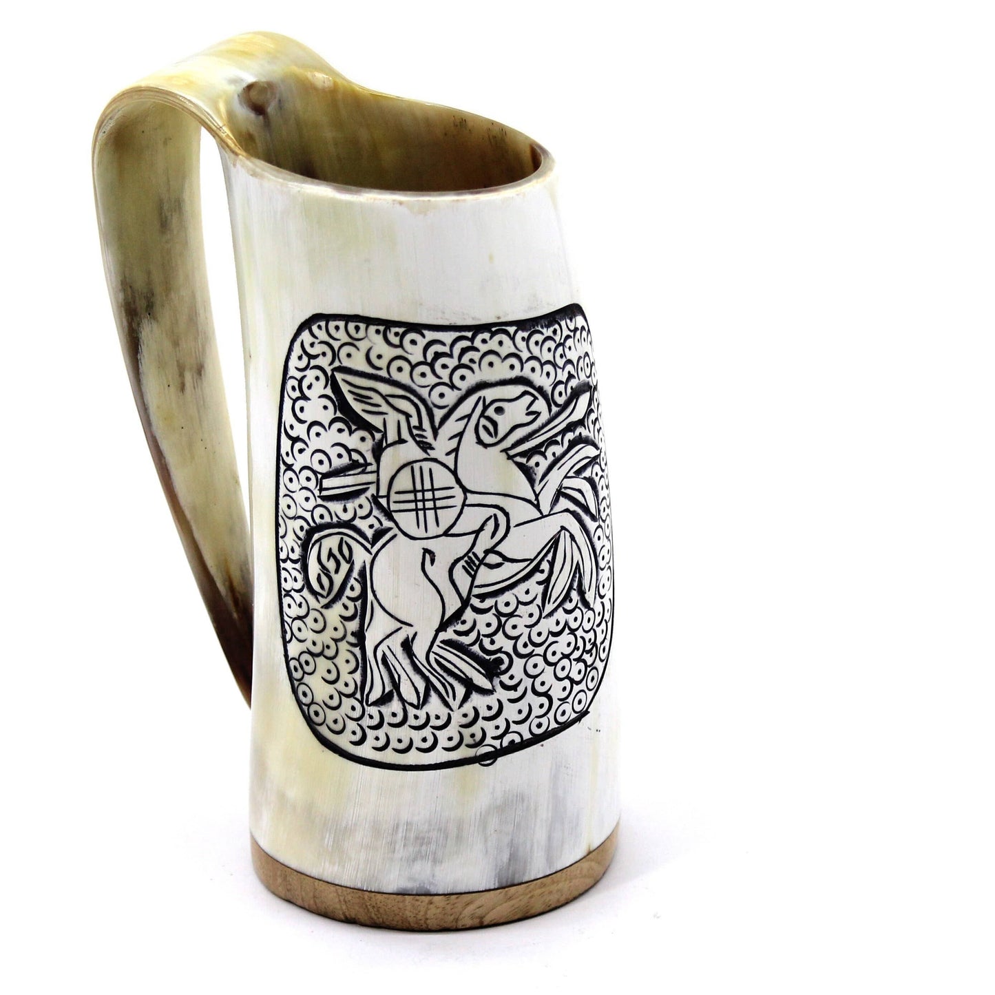 Viking Warrior Hand Engraved Horn Mug  -100% Authentic