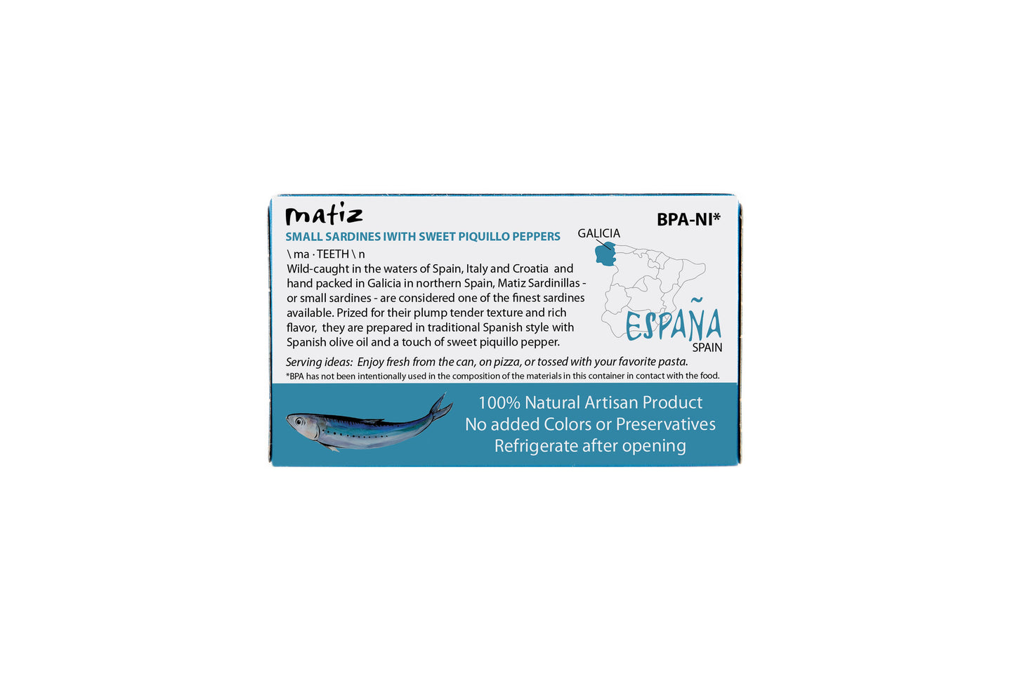 Matiz Sardinillas with Piquillo - 3oz Tin Packed in Spain