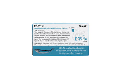 Matiz Sardinillas with Piquillo - 3oz Tin Packed in Spain