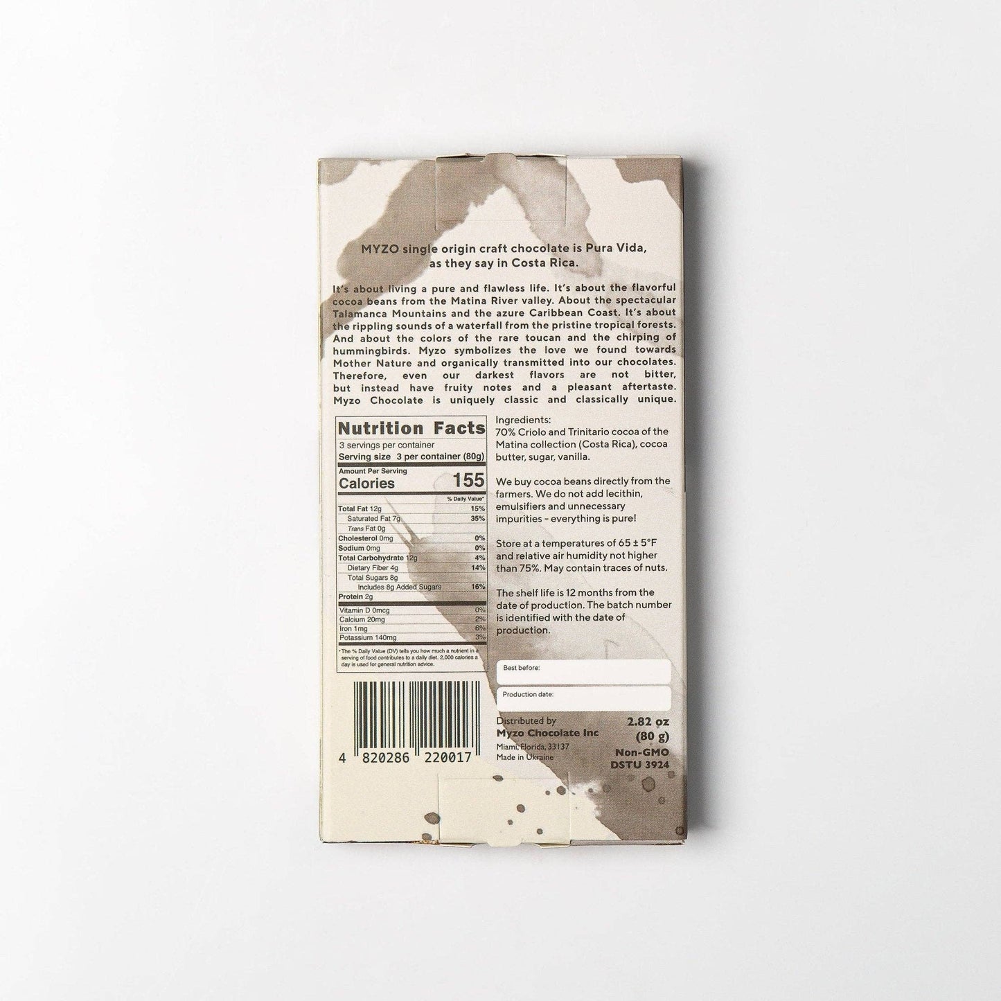 MYZO 70% Dark Chocolate | Single-Origin Costa Rican Cacao Bar Made in Ukraine
