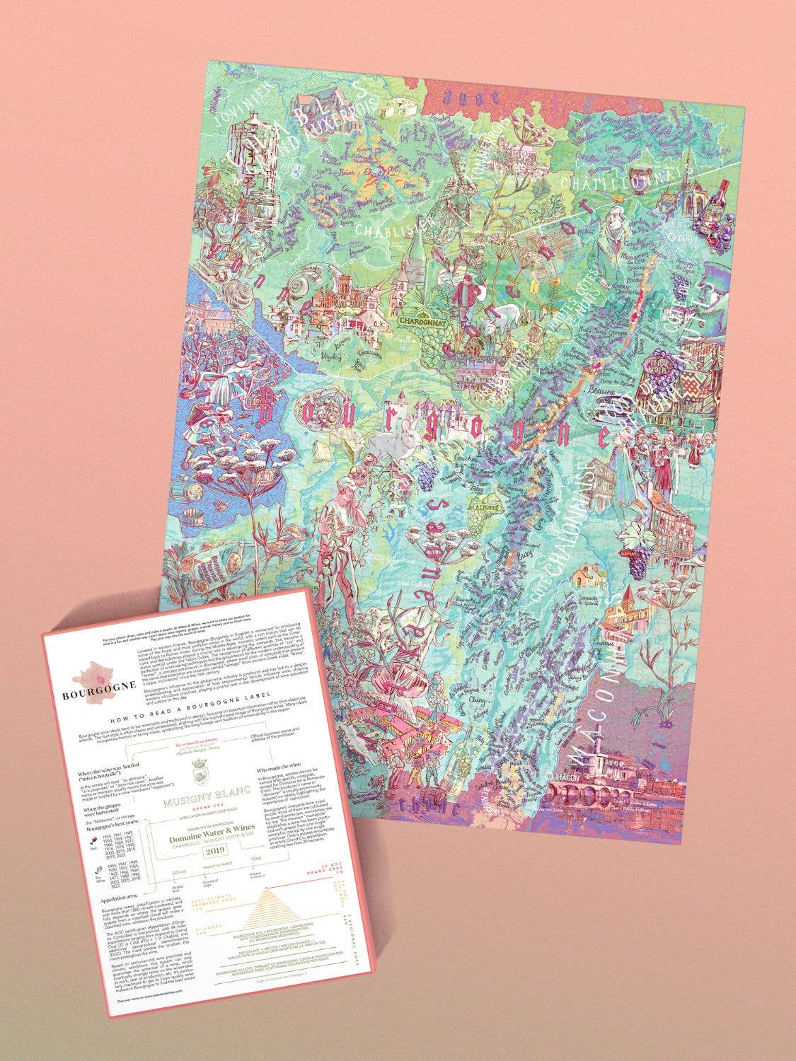 France Bourgogne AKA Burgundy Region Wine Puzzle Made in USA