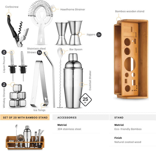 Mitbak 20-Piece Bartender Kit with Cocktail Shaker