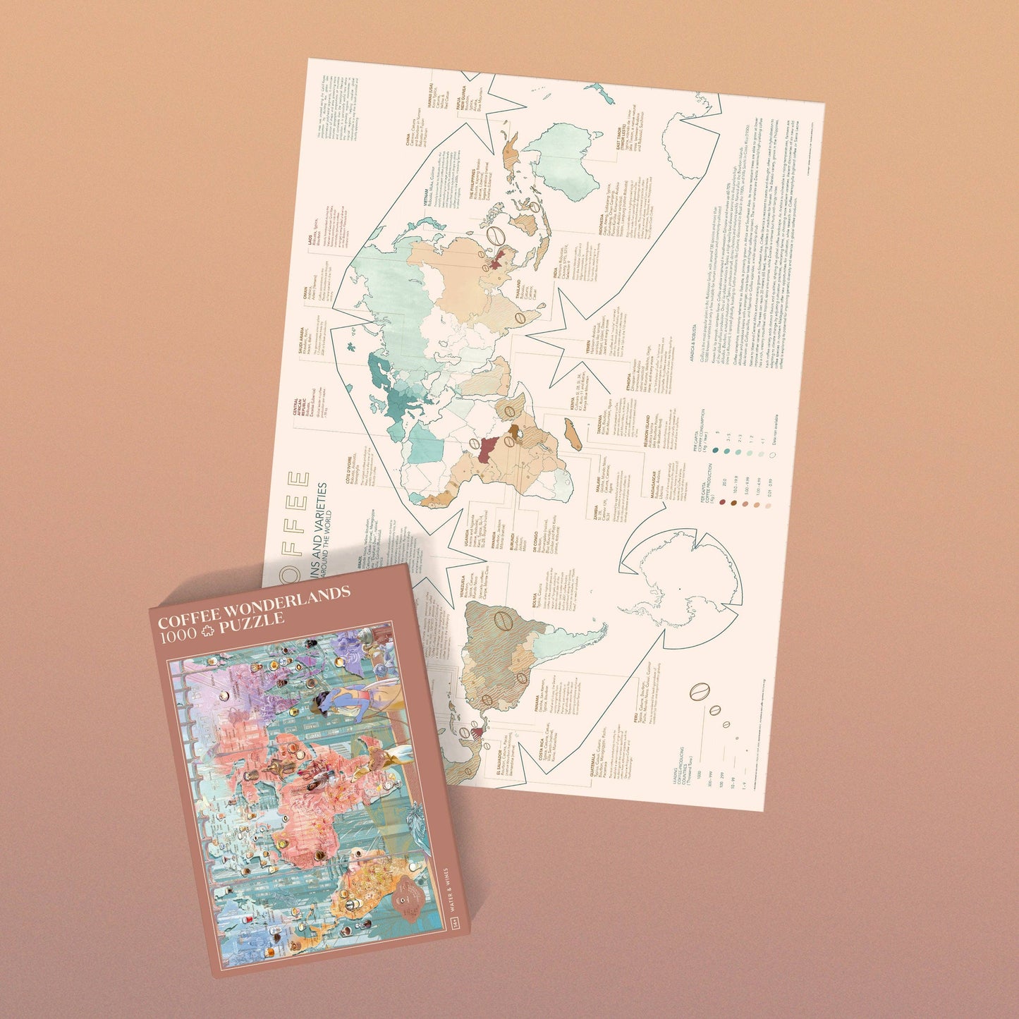 World of Coffee Puzzle Made in USA