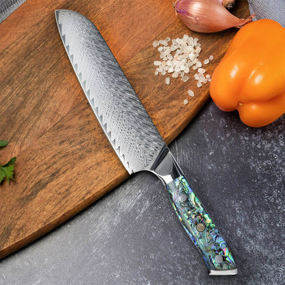 "Umi" Japanese VG10 Damascus Steel 7" Santoku Knife