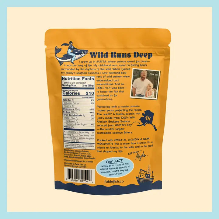 Sea Salt Wild Alaskan Salmon Jerky Packed in Canada