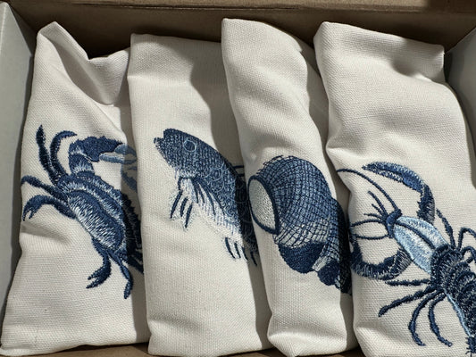 Blue Sea Inspired Ukrainian Embroidered Napkin Set