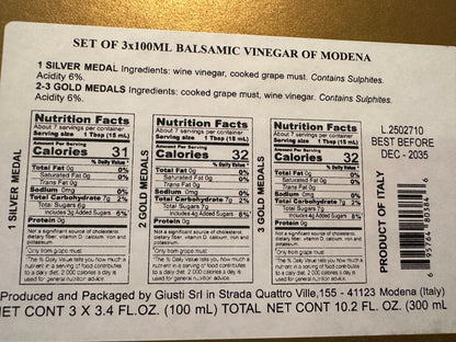 Made in Italy Giusti Historical Trio Balsamic Vinegar of Modena Gift Set