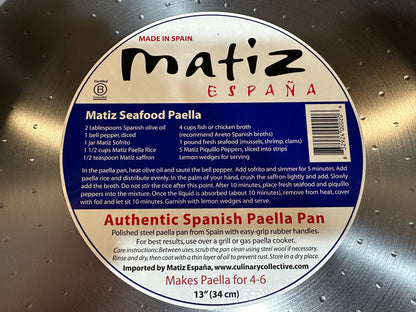 Made in Spain Matiz Paella Pan - 13" Diameter