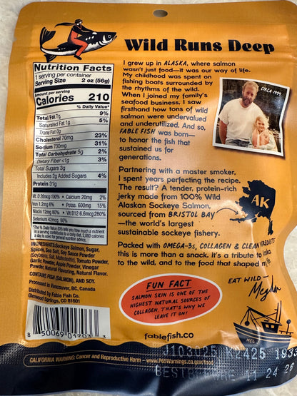 Sweet Chili Wild Alaskan Salmon Jerky Packed in Canada