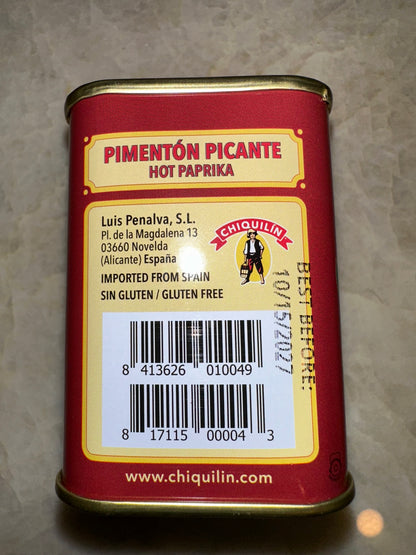 Chiquilin Hot Paprika 2.64 Ounce – Made in Spain in Metal Container