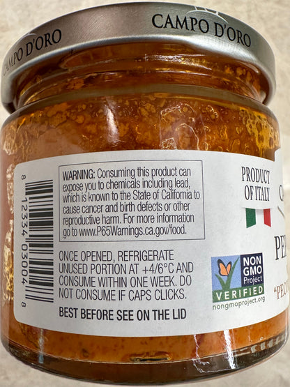 Campo D'Oro Pepper Pesto w/ PDO Ricotta 6.3oz Jar Made in Italy