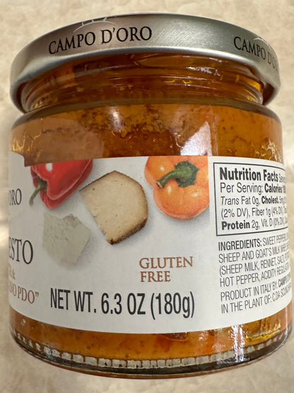 Campo D'Oro Pepper Pesto w/ PDO Ricotta 6.3oz Jar Made in Italy