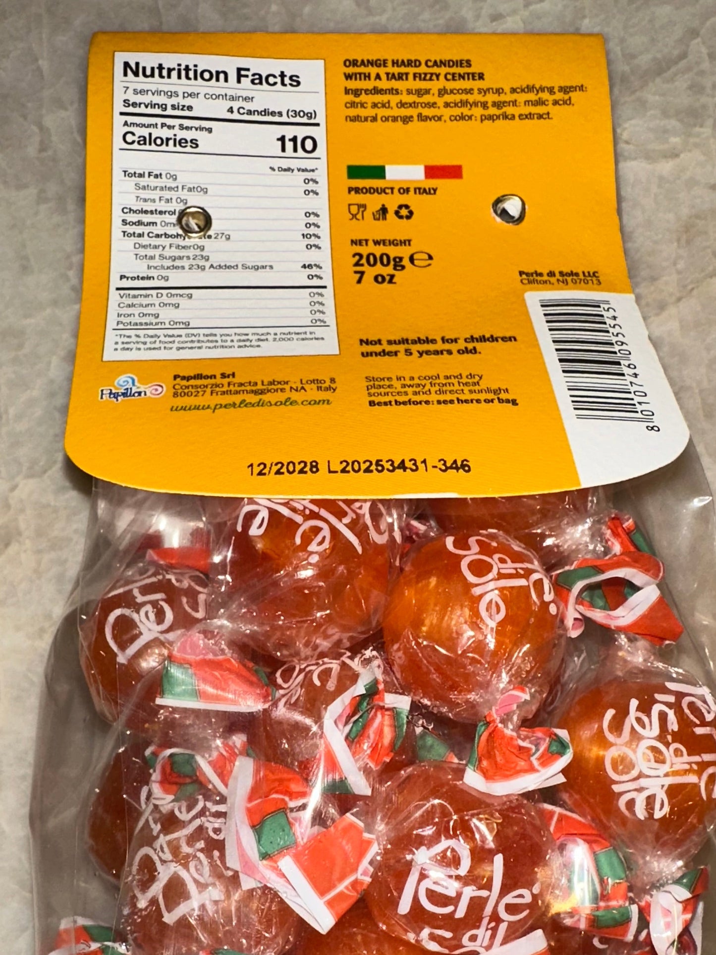 Perle di Sole Original Orange Drops from Sorrento (7.05 oz Bag) Made in Italy