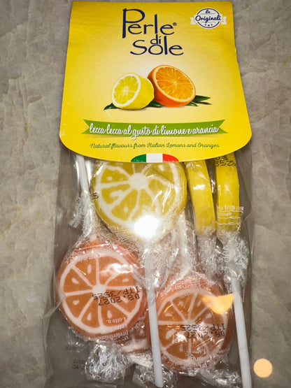 Perle Di Sole Lemon & Orange Lollipops Made in Italy