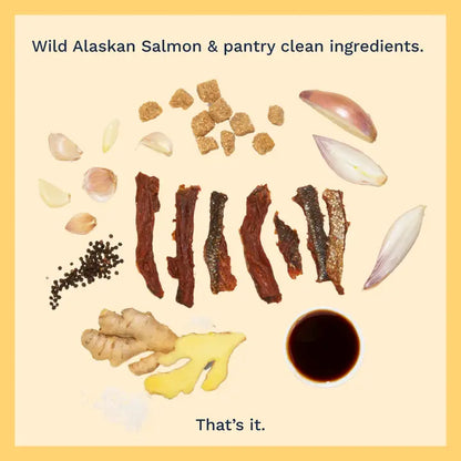 Terriyaki Wild Alaskan Salmon Jerky Packed in Canada