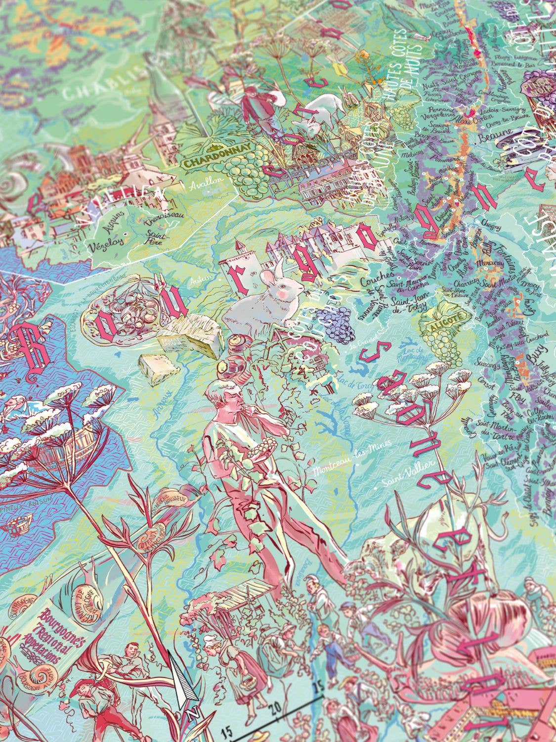 France Bourgogne AKA Burgundy Region Wine Puzzle Made in USA