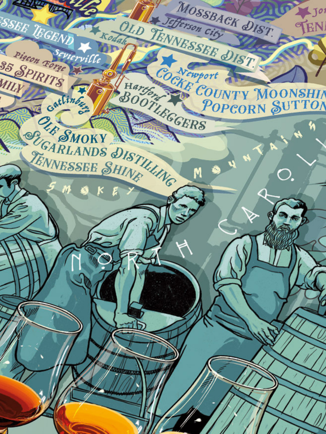 Made in USA Bourbon Whiskey Puzzle - Kentucky & Tennessee