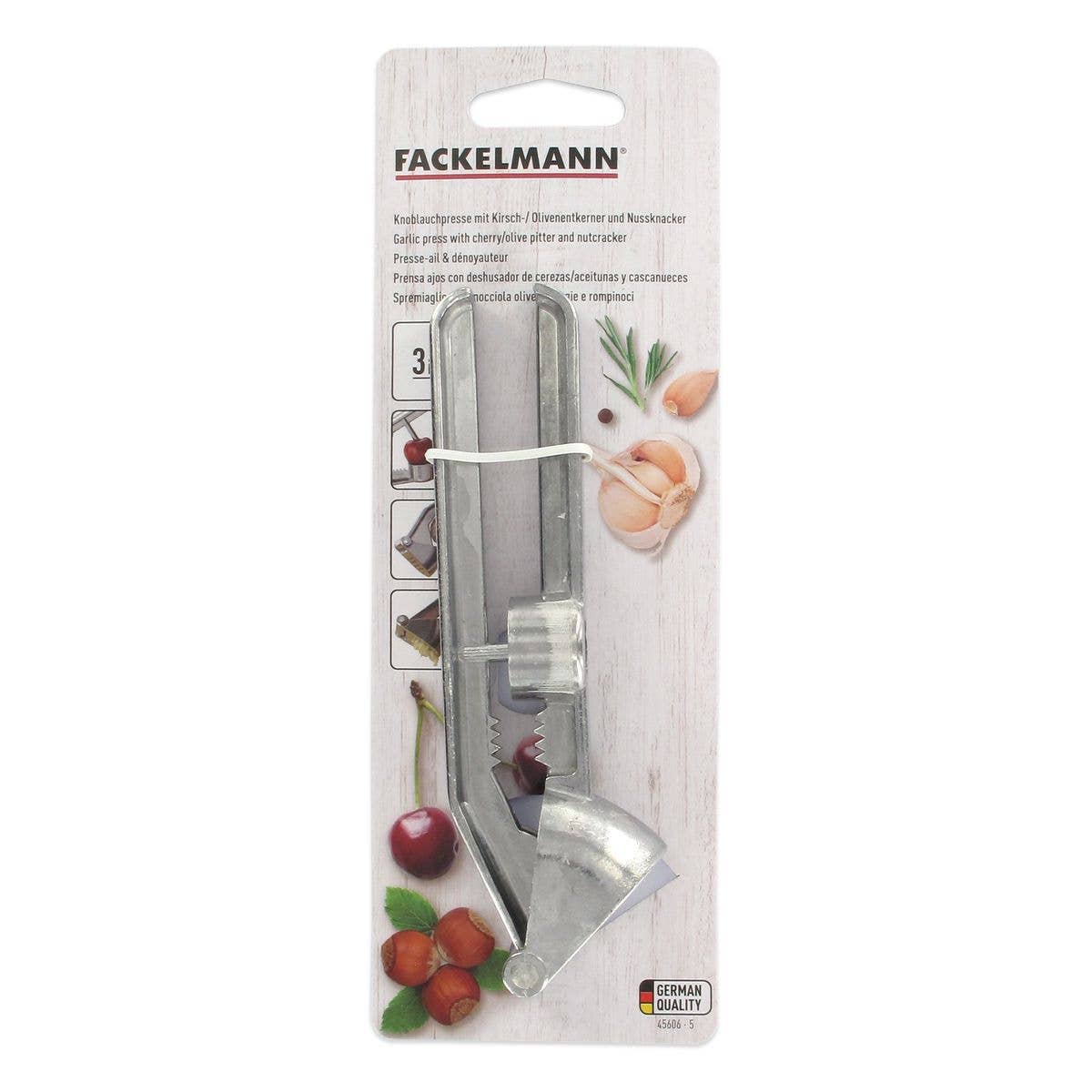 3-in-1 garlic press, pitter, nutcracker