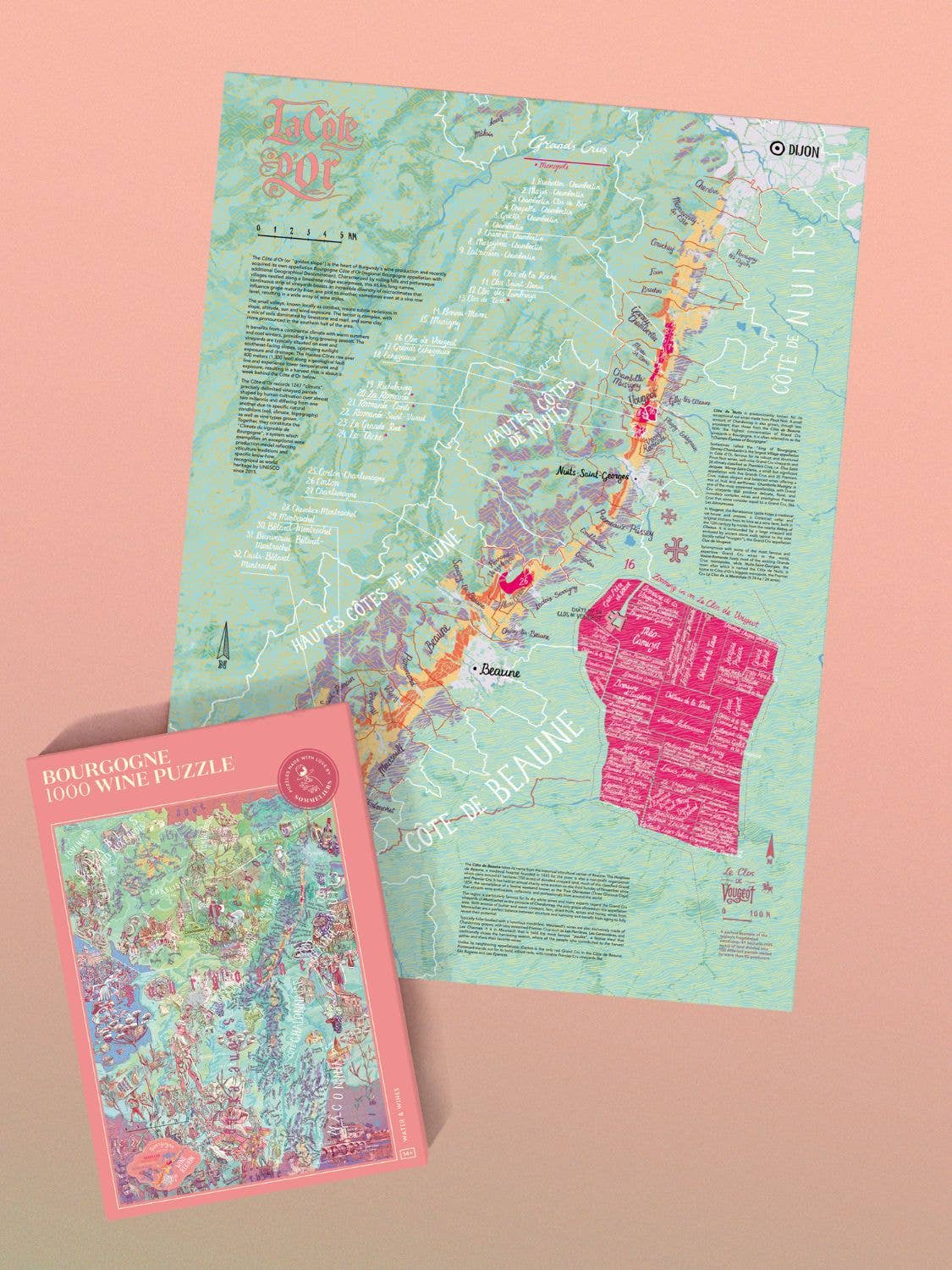 France Bourgogne AKA Burgundy Region Wine Puzzle Made in USA