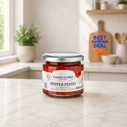 Campo D'Oro Pepper Pesto w/ PDO Ricotta 6.3oz Jar Made in Italy