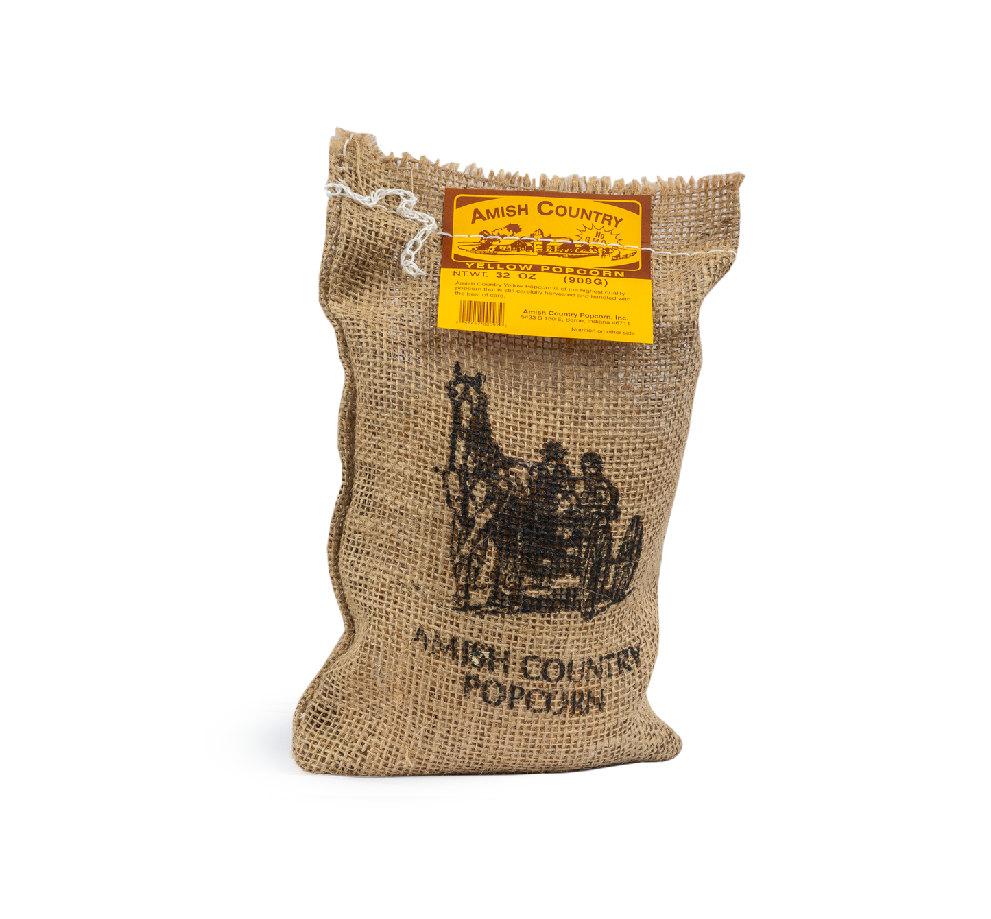 2lb Burlap Bag of Medium Yellow Popcorn Packed and Grown in USA