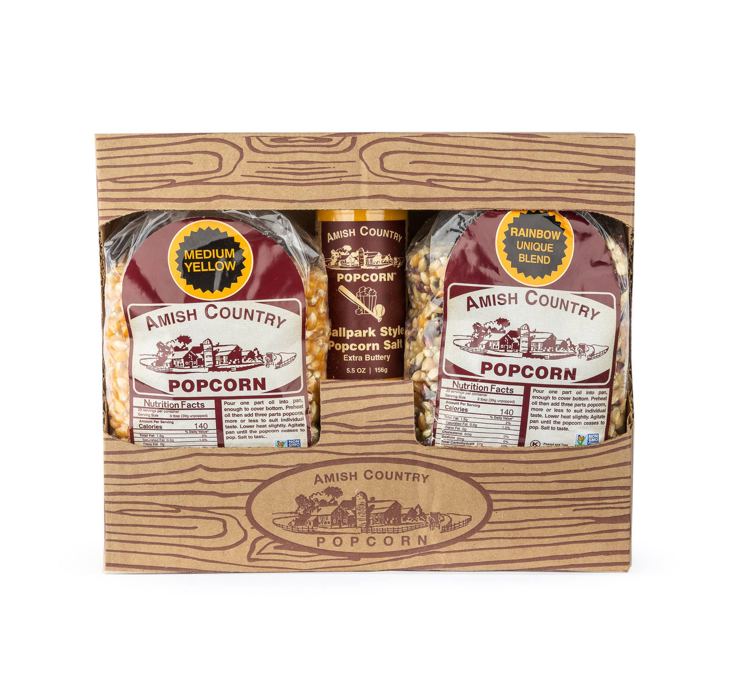 Popcorn Gift Box with 2/2lb Bags and 5.5 Ballpark Buttersalt